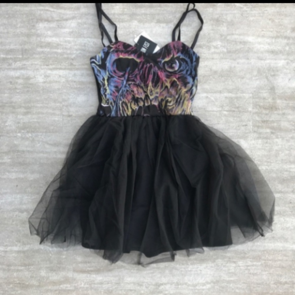 Iron Fist Carl Tulle black party dress Zombie PUNK - Picture 3 of 4